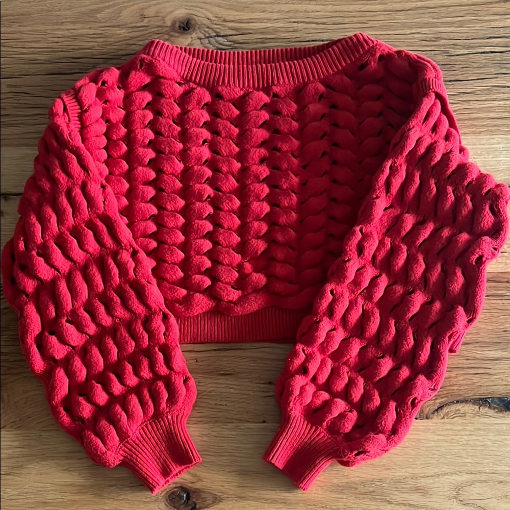 Alice + Olivia Red Cropped Sweater